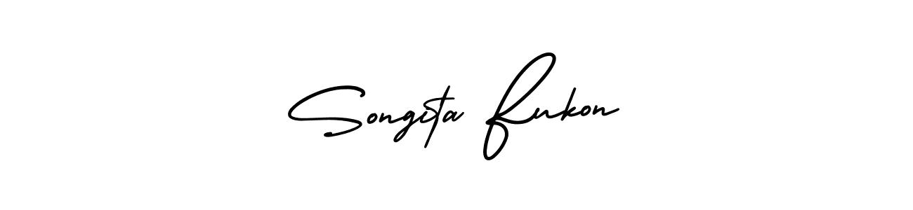 Also we have Songita Fukon name is the best signature style. Create professional handwritten signature collection using AmerikaSignatureDemo-Regular autograph style. Songita Fukon signature style 3 images and pictures png