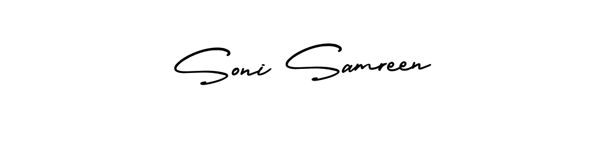 AmerikaSignatureDemo-Regular is a professional signature style that is perfect for those who want to add a touch of class to their signature. It is also a great choice for those who want to make their signature more unique. Get Soni Samreen name to fancy signature for free. Soni Samreen signature style 3 images and pictures png