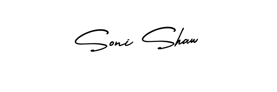 You should practise on your own different ways (AmerikaSignatureDemo-Regular) to write your name (Soni Shaw) in signature. don't let someone else do it for you. Soni Shaw signature style 3 images and pictures png