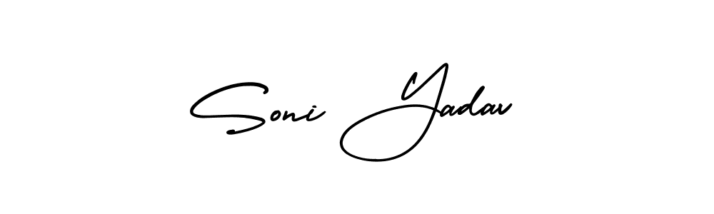 The best way (AmerikaSignatureDemo-Regular) to make a short signature is to pick only two or three words in your name. The name Soni Yadav include a total of six letters. For converting this name. Soni Yadav signature style 3 images and pictures png