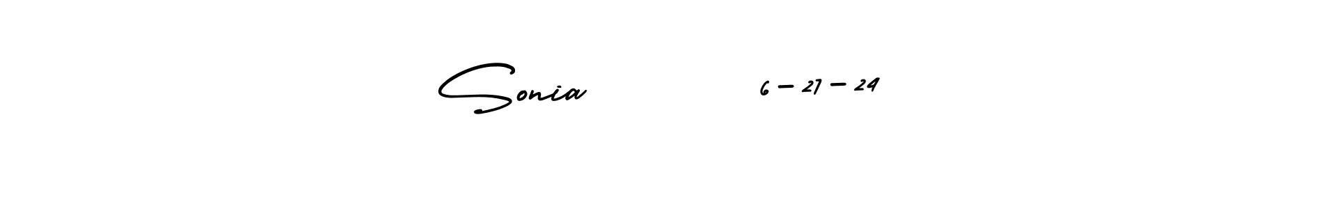 The best way (AmerikaSignatureDemo-Regular) to make a short signature is to pick only two or three words in your name. The name Sonia       6-27-24 include a total of six letters. For converting this name. Sonia       6-27-24 signature style 3 images and pictures png