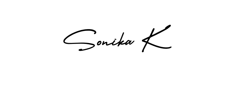 Make a beautiful signature design for name Sonika K. With this signature (AmerikaSignatureDemo-Regular) style, you can create a handwritten signature for free. Sonika K signature style 3 images and pictures png