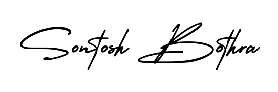 Practice writing Sontosh Bothra with the flow of AmerikaSignatureDemo-Regular lettering. A fantastic source of inspiration for developing your personal signature style. Sontosh Bothra signature style 3 images and pictures png