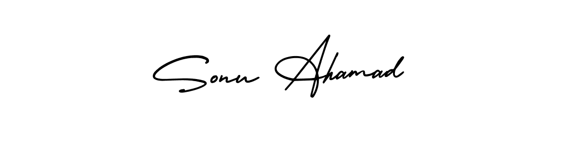 How to make Sonu Ahamad signature? AmerikaSignatureDemo-Regular is a professional autograph style. Create handwritten signature for Sonu Ahamad name. Sonu Ahamad signature style 3 images and pictures png