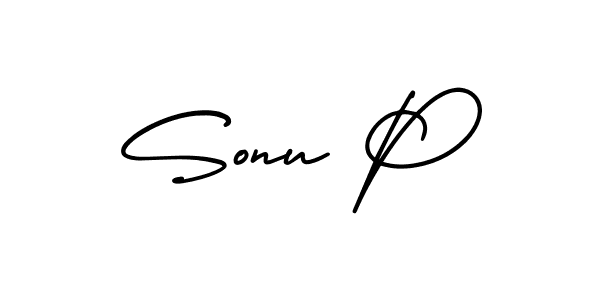 Sonu P stylish signature style. Best Handwritten Sign (AmerikaSignatureDemo-Regular) for my name. Handwritten Signature Collection Ideas for my name Sonu P. Sonu P signature style 3 images and pictures png