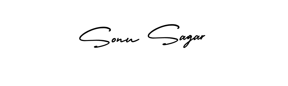 The best way (AmerikaSignatureDemo-Regular) to make a short signature is to pick only two or three words in your name. The name Sonu Sagar include a total of six letters. For converting this name. Sonu Sagar signature style 3 images and pictures png