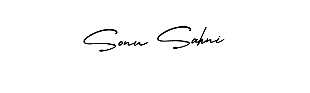 How to make Sonu Sahni name signature. Use AmerikaSignatureDemo-Regular style for creating short signs online. This is the latest handwritten sign. Sonu Sahni signature style 3 images and pictures png