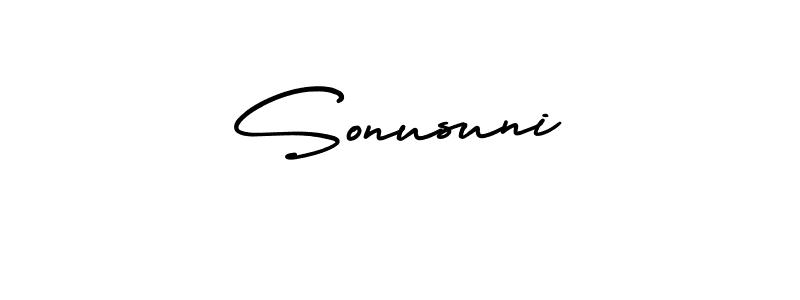 You should practise on your own different ways (AmerikaSignatureDemo-Regular) to write your name (Sonusuni) in signature. don't let someone else do it for you. Sonusuni signature style 3 images and pictures png