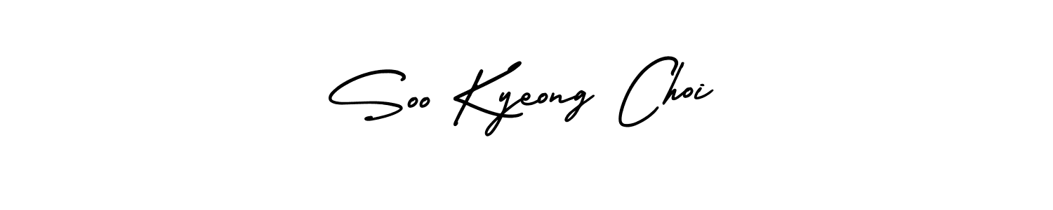 The best way (AmerikaSignatureDemo-Regular) to make a short signature is to pick only two or three words in your name. The name Soo Kyeong Choi include a total of six letters. For converting this name. Soo Kyeong Choi signature style 3 images and pictures png