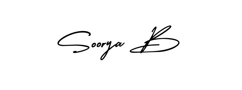 How to make Soorya B name signature. Use AmerikaSignatureDemo-Regular style for creating short signs online. This is the latest handwritten sign. Soorya B signature style 3 images and pictures png