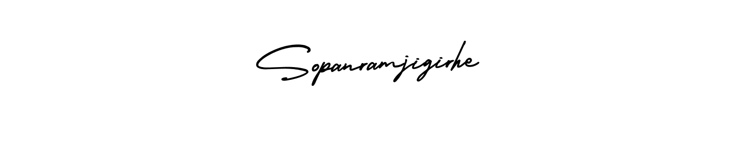 The best way (AmerikaSignatureDemo-Regular) to make a short signature is to pick only two or three words in your name. The name Sopanramjigirhe include a total of six letters. For converting this name. Sopanramjigirhe signature style 3 images and pictures png