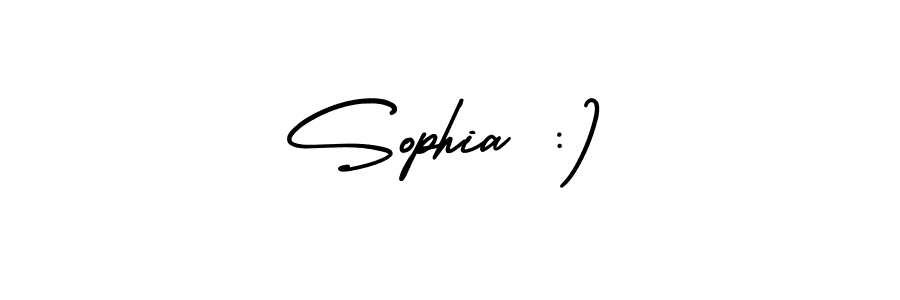 Sophia :) stylish signature style. Best Handwritten Sign (AmerikaSignatureDemo-Regular) for my name. Handwritten Signature Collection Ideas for my name Sophia :). Sophia :) signature style 3 images and pictures png