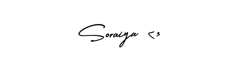 How to make Soraiya <3 name signature. Use AmerikaSignatureDemo-Regular style for creating short signs online. This is the latest handwritten sign. Soraiya <3 signature style 3 images and pictures png