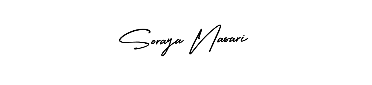 This is the best signature style for the Soraya Nasari name. Also you like these signature font (AmerikaSignatureDemo-Regular). Mix name signature. Soraya Nasari signature style 3 images and pictures png