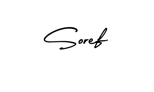 You should practise on your own different ways (AmerikaSignatureDemo-Regular) to write your name (Soref) in signature. don't let someone else do it for you. Soref signature style 3 images and pictures png