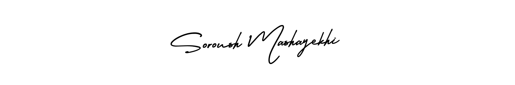 The best way (AmerikaSignatureDemo-Regular) to make a short signature is to pick only two or three words in your name. The name Soroush Mashayekhi include a total of six letters. For converting this name. Soroush Mashayekhi signature style 3 images and pictures png