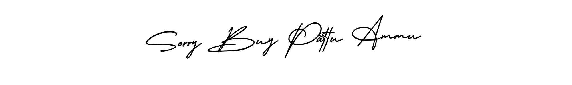 The best way (AmerikaSignatureDemo-Regular) to make a short signature is to pick only two or three words in your name. The name Sorry Buy Pattu Ammu include a total of six letters. For converting this name. Sorry Buy Pattu Ammu signature style 3 images and pictures png
