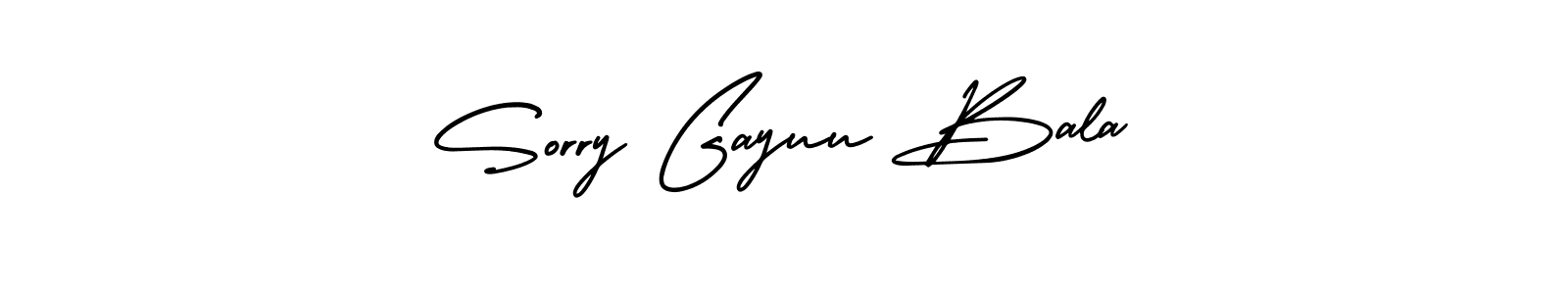 You should practise on your own different ways (AmerikaSignatureDemo-Regular) to write your name (Sorry Gayuu Bala) in signature. don't let someone else do it for you. Sorry Gayuu Bala signature style 3 images and pictures png