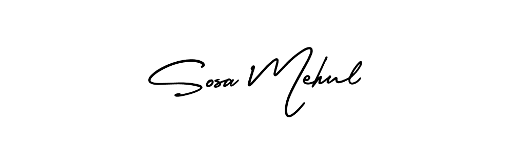 The best way (AmerikaSignatureDemo-Regular) to make a short signature is to pick only two or three words in your name. The name Sosa Mehul include a total of six letters. For converting this name. Sosa Mehul signature style 3 images and pictures png
