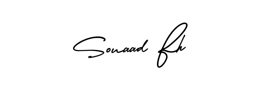 You should practise on your own different ways (AmerikaSignatureDemo-Regular) to write your name (Souaad Fh) in signature. don't let someone else do it for you. Souaad Fh signature style 3 images and pictures png
