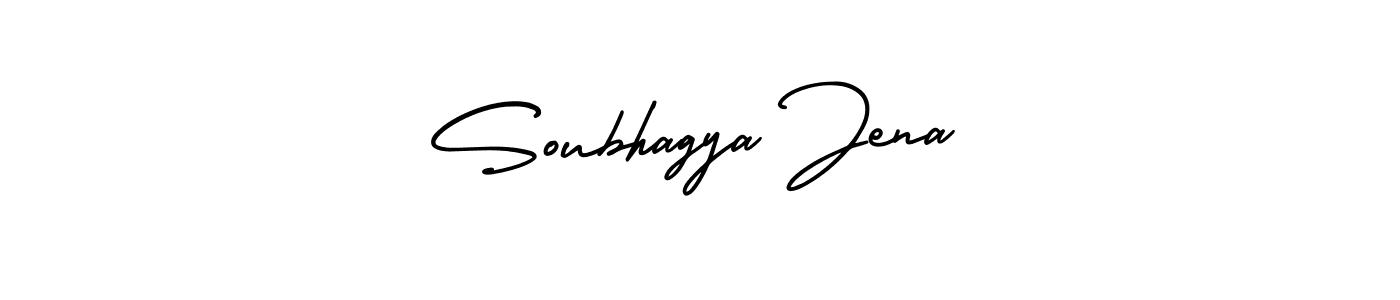 You should practise on your own different ways (AmerikaSignatureDemo-Regular) to write your name (Soubhagya Jena) in signature. don't let someone else do it for you. Soubhagya Jena signature style 3 images and pictures png