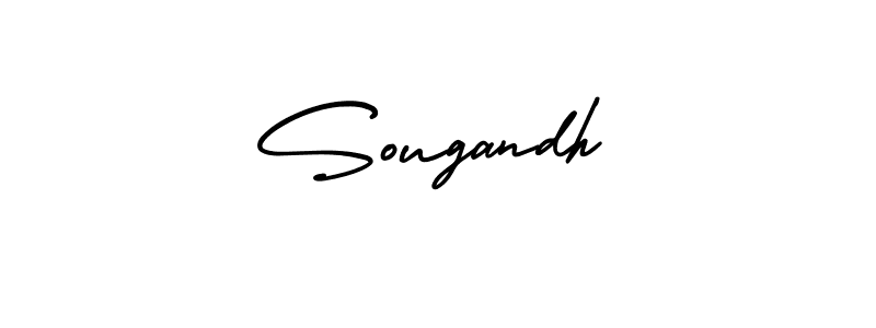 You should practise on your own different ways (AmerikaSignatureDemo-Regular) to write your name (Sougandh) in signature. don't let someone else do it for you. Sougandh signature style 3 images and pictures png