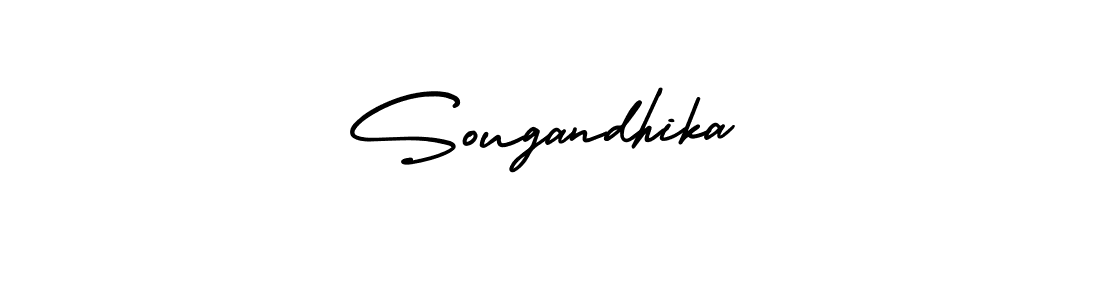 The best way (AmerikaSignatureDemo-Regular) to make a short signature is to pick only two or three words in your name. The name Sougandhika include a total of six letters. For converting this name. Sougandhika signature style 3 images and pictures png