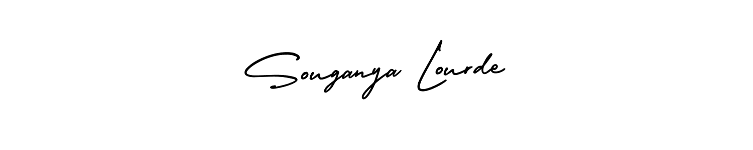 You should practise on your own different ways (AmerikaSignatureDemo-Regular) to write your name (Souganya Lourde) in signature. don't let someone else do it for you. Souganya Lourde signature style 3 images and pictures png