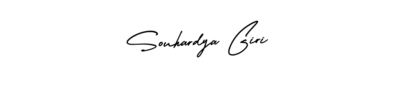 You should practise on your own different ways (AmerikaSignatureDemo-Regular) to write your name (Souhardya Giri) in signature. don't let someone else do it for you. Souhardya Giri signature style 3 images and pictures png