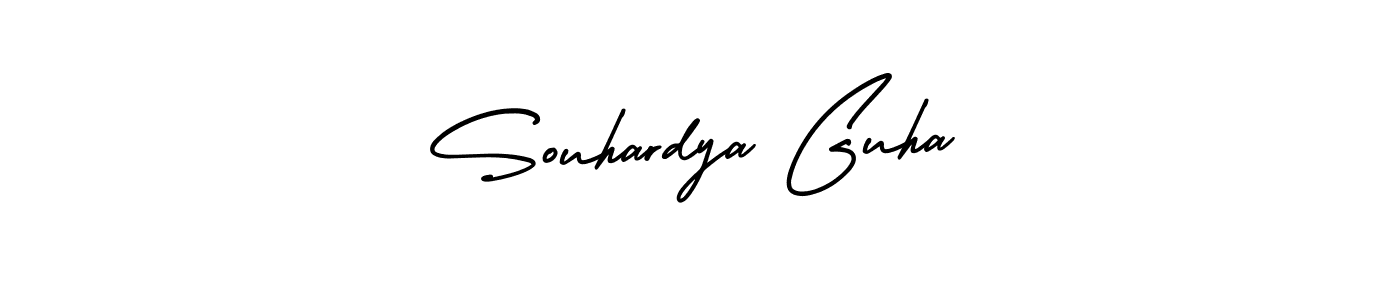 The best way (AmerikaSignatureDemo-Regular) to make a short signature is to pick only two or three words in your name. The name Souhardya Guha include a total of six letters. For converting this name. Souhardya Guha signature style 3 images and pictures png