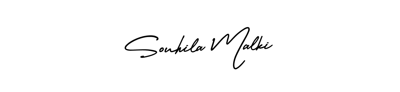 How to make Souhila Malki name signature. Use AmerikaSignatureDemo-Regular style for creating short signs online. This is the latest handwritten sign. Souhila Malki signature style 3 images and pictures png