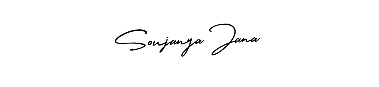 The best way (AmerikaSignatureDemo-Regular) to make a short signature is to pick only two or three words in your name. The name Soujanya Jana include a total of six letters. For converting this name. Soujanya Jana signature style 3 images and pictures png