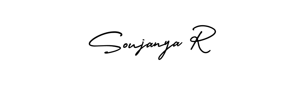 It looks lik you need a new signature style for name Soujanya R. Design unique handwritten (AmerikaSignatureDemo-Regular) signature with our free signature maker in just a few clicks. Soujanya R signature style 3 images and pictures png