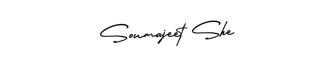 How to Draw Soumajeet She signature style? AmerikaSignatureDemo-Regular is a latest design signature styles for name Soumajeet She. Soumajeet She signature style 3 images and pictures png