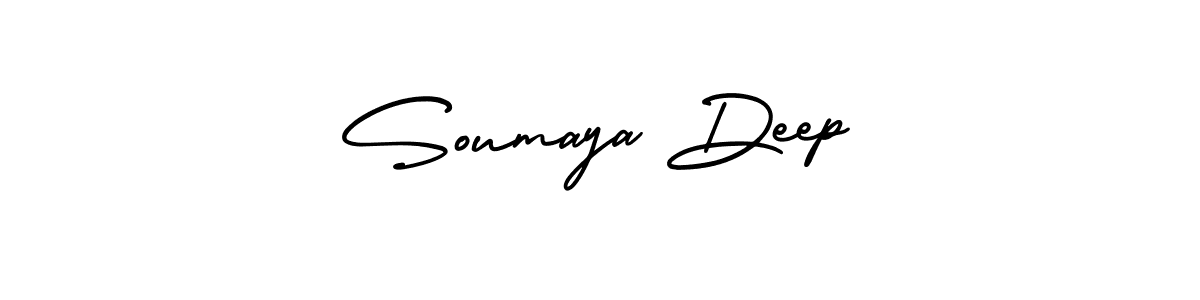 How to make Soumaya Deep name signature. Use AmerikaSignatureDemo-Regular style for creating short signs online. This is the latest handwritten sign. Soumaya Deep signature style 3 images and pictures png