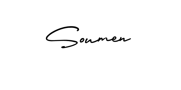 Make a beautiful signature design for name Soumen. With this signature (AmerikaSignatureDemo-Regular) style, you can create a handwritten signature for free. Soumen signature style 3 images and pictures png