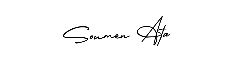 How to Draw Soumen Ata signature style? AmerikaSignatureDemo-Regular is a latest design signature styles for name Soumen Ata. Soumen Ata signature style 3 images and pictures png