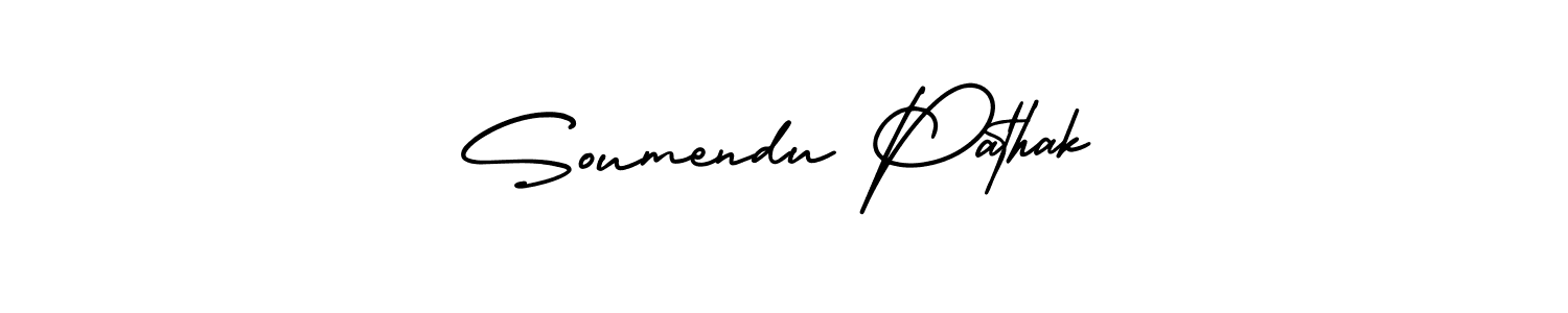 You should practise on your own different ways (AmerikaSignatureDemo-Regular) to write your name (Soumendu Pathak) in signature. don't let someone else do it for you. Soumendu Pathak signature style 3 images and pictures png