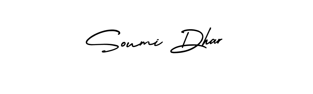 You should practise on your own different ways (AmerikaSignatureDemo-Regular) to write your name (Soumi Dhar) in signature. don't let someone else do it for you. Soumi Dhar signature style 3 images and pictures png