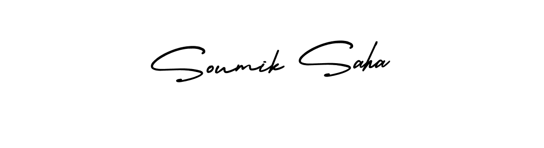 How to make Soumik Saha name signature. Use AmerikaSignatureDemo-Regular style for creating short signs online. This is the latest handwritten sign. Soumik Saha signature style 3 images and pictures png