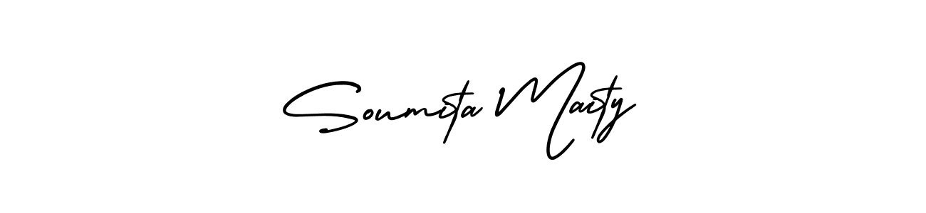 The best way (AmerikaSignatureDemo-Regular) to make a short signature is to pick only two or three words in your name. The name Soumita Maity include a total of six letters. For converting this name. Soumita Maity signature style 3 images and pictures png