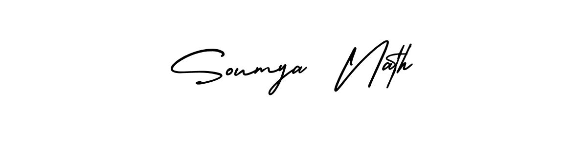 The best way (AmerikaSignatureDemo-Regular) to make a short signature is to pick only two or three words in your name. The name Soumya  Nath include a total of six letters. For converting this name. Soumya  Nath signature style 3 images and pictures png