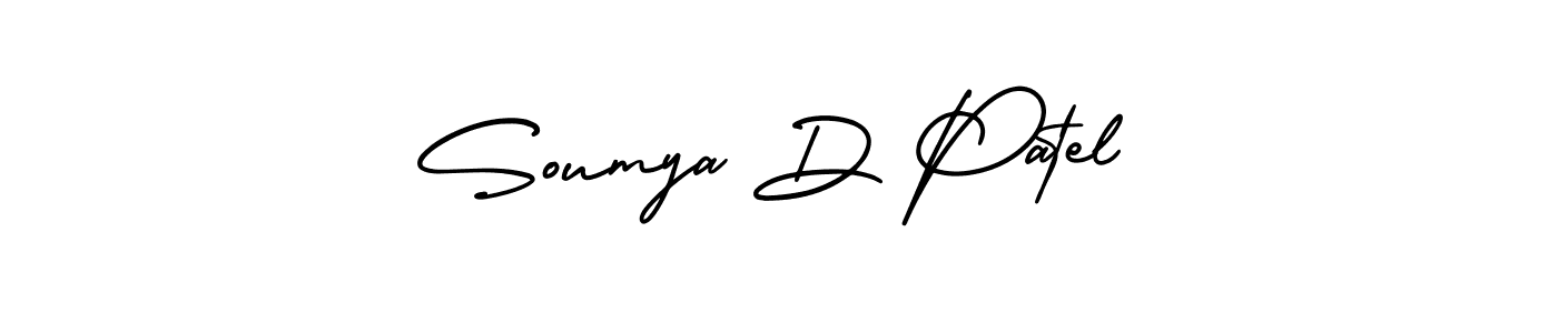 You should practise on your own different ways (AmerikaSignatureDemo-Regular) to write your name (Soumya D Patel) in signature. don't let someone else do it for you. Soumya D Patel signature style 3 images and pictures png