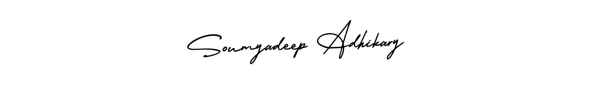 The best way (AmerikaSignatureDemo-Regular) to make a short signature is to pick only two or three words in your name. The name Soumyadeep Adhikary include a total of six letters. For converting this name. Soumyadeep Adhikary signature style 3 images and pictures png