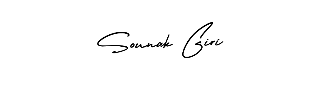 The best way (AmerikaSignatureDemo-Regular) to make a short signature is to pick only two or three words in your name. The name Sounak Giri include a total of six letters. For converting this name. Sounak Giri signature style 3 images and pictures png
