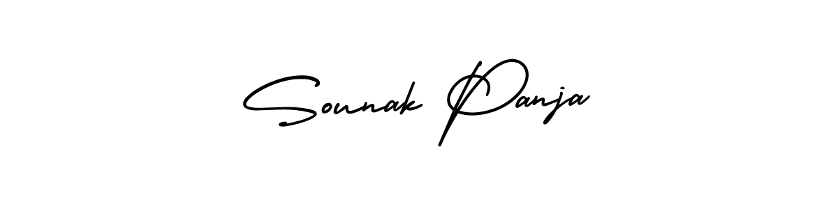 if you are searching for the best signature style for your name Sounak Panja. so please give up your signature search. here we have designed multiple signature styles  using AmerikaSignatureDemo-Regular. Sounak Panja signature style 3 images and pictures png