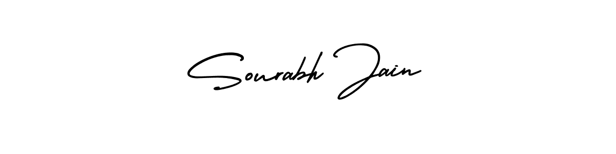 You should practise on your own different ways (AmerikaSignatureDemo-Regular) to write your name (Sourabh Jain) in signature. don't let someone else do it for you. Sourabh Jain signature style 3 images and pictures png