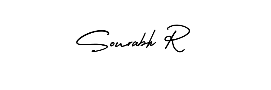 You should practise on your own different ways (AmerikaSignatureDemo-Regular) to write your name (Sourabh R) in signature. don't let someone else do it for you. Sourabh R signature style 3 images and pictures png