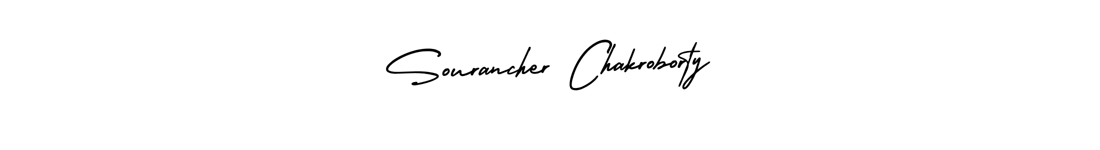 The best way (AmerikaSignatureDemo-Regular) to make a short signature is to pick only two or three words in your name. The name Sourancher Chakroborty include a total of six letters. For converting this name. Sourancher Chakroborty signature style 3 images and pictures png