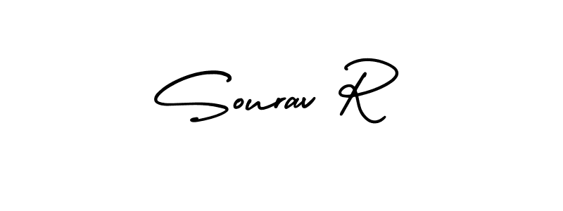 The best way (AmerikaSignatureDemo-Regular) to make a short signature is to pick only two or three words in your name. The name Sourav R include a total of six letters. For converting this name. Sourav R signature style 3 images and pictures png